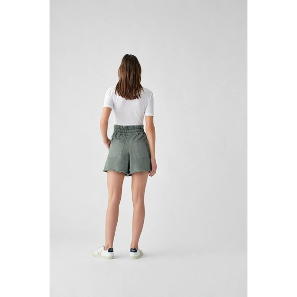 DL1961 Thyme Yara Paperbag High Waist Pull-On Shorts Drawstring Women's XS Green - Picture 2 of 7